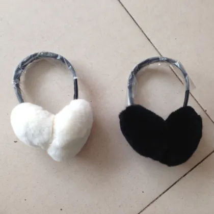 Black Rex Rabbit Ear Cover - Warm Winter Headwear for Kids