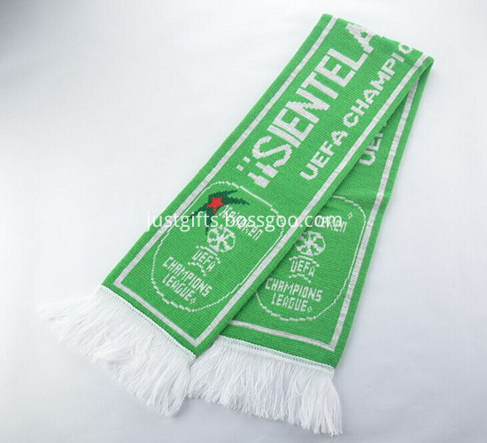 Promotional Green Color Printed Knitted Scarf1