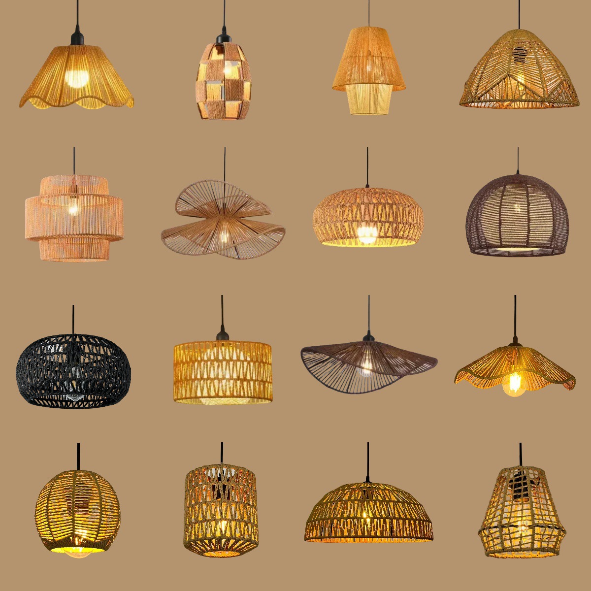 Weaving rope lampshade pendant light (11)