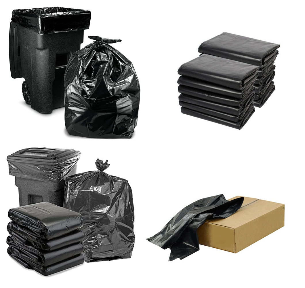 Black Customized Printing Thick Plastic Garbage Trash Bag for Can Liner