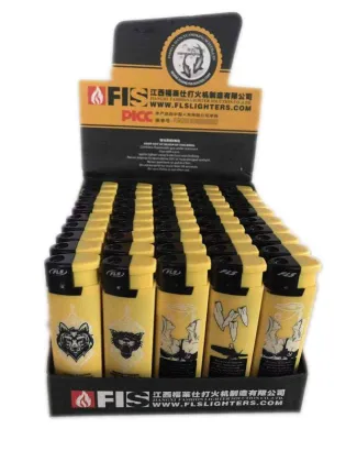 Custom yellow windproof electronic lighter