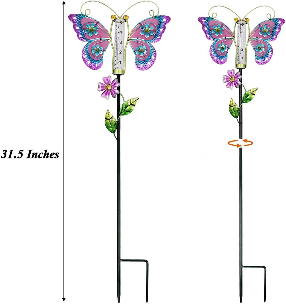 레인 게이지 나비 정원 스테이크 장식