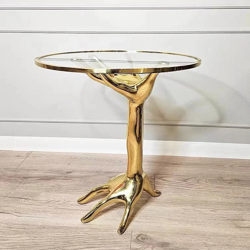 glass top side table
