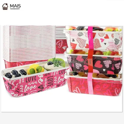 Premium Large Rectangle Paper Christmas Loaf Pan for Baked Goods | MaisBakery