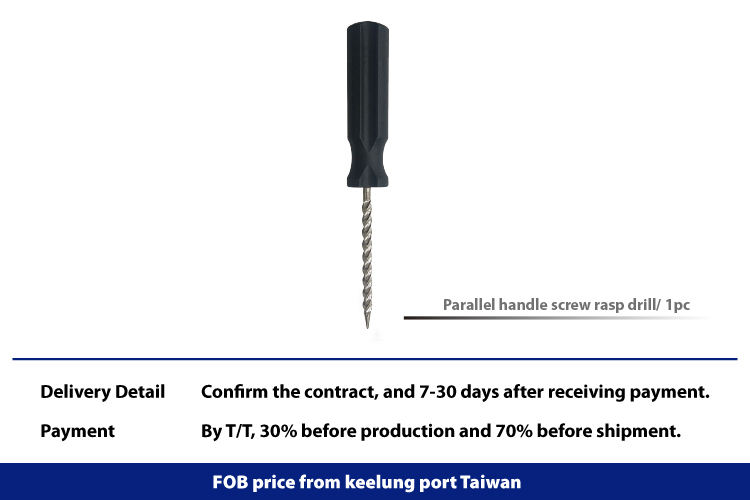 Parallel handle screw rasp drill for tire plug kit