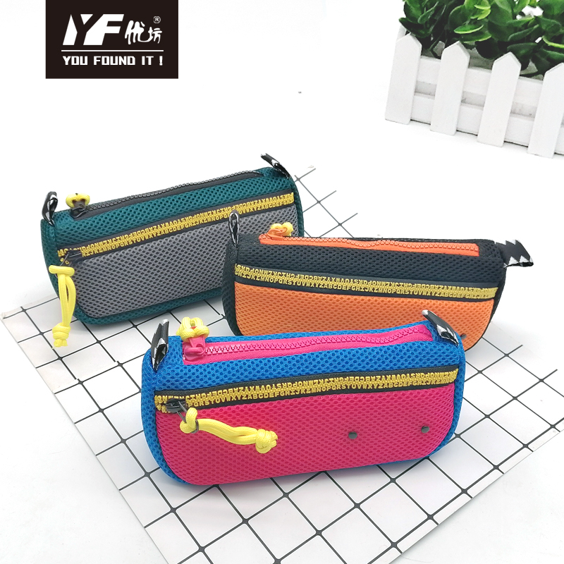 Estilo de contraste de color personalizado Case de lápiz Meshfabric y bolsa multifuncional