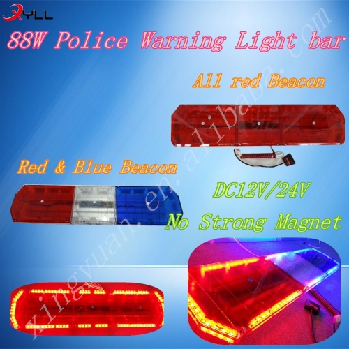 88w All Red Police Warning Light Bar/ Red & Blue Emergency Light Bar