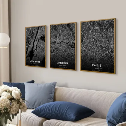 Modern Dark New York City Map Canvas Print