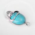 Turquoise Semi Precious stone Skull Alloy Pendant