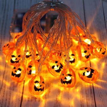 SHENPU Solar Halloween Pumpkin Lights - 30 LED Battery Operated String Lights for Decorations