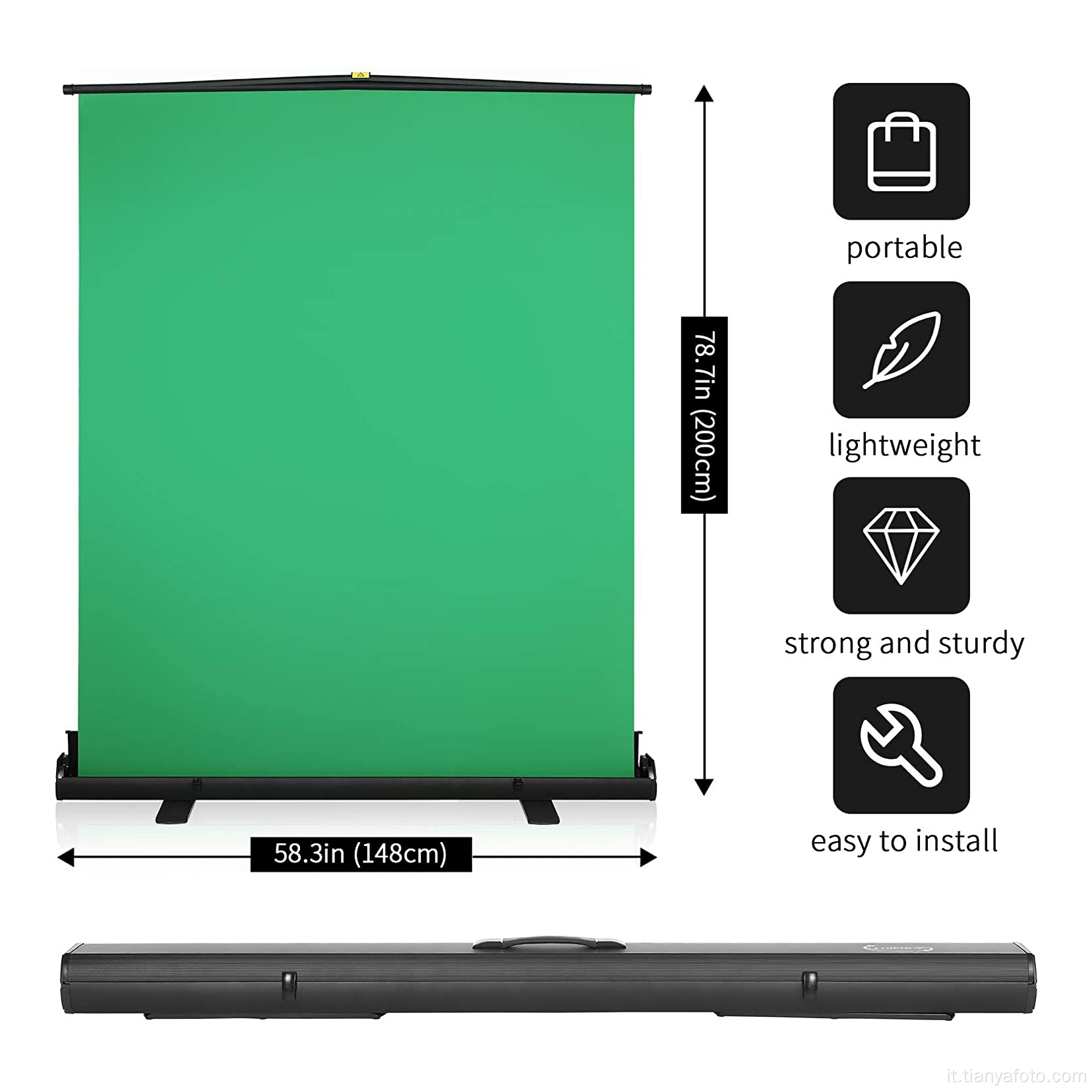 148x200cm Fotografia in studio sfondo portatile Green Screen