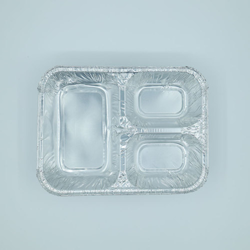 3 Compartment Disposable Aluminum Foil Fast Food Container