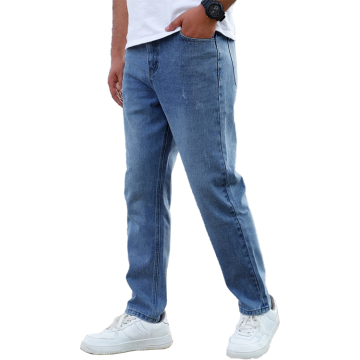 Men's Slim Fit Blue Jeans: Trendy and Straight-Washed Denim