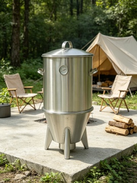 Compact Camping Roaster Oven Featuring Built-in Thermometer