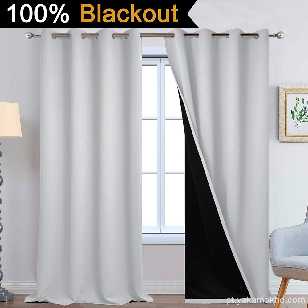 Cortinas escuras 100% cinza claro com 108 polegadas de comprimento