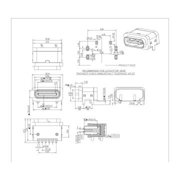 Type-C 2P Female Waterproof With Four Legs
