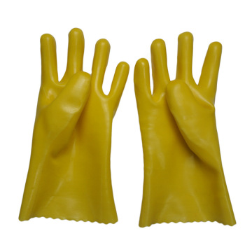 Yellow gloves dipped in rubber flannelette 27cm