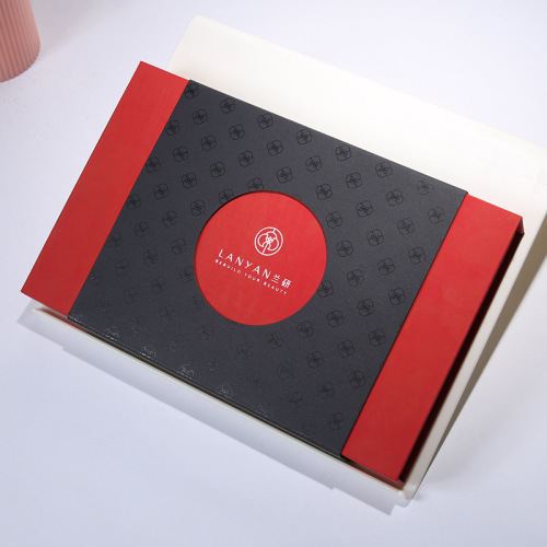 Custom Red Magnetic Box with Black Paper Sleeve