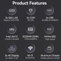 Fanless Mini PC J6412 N100 RS232 Paparan Triple