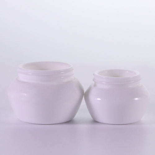 Opal white cream jar with silver screw cap