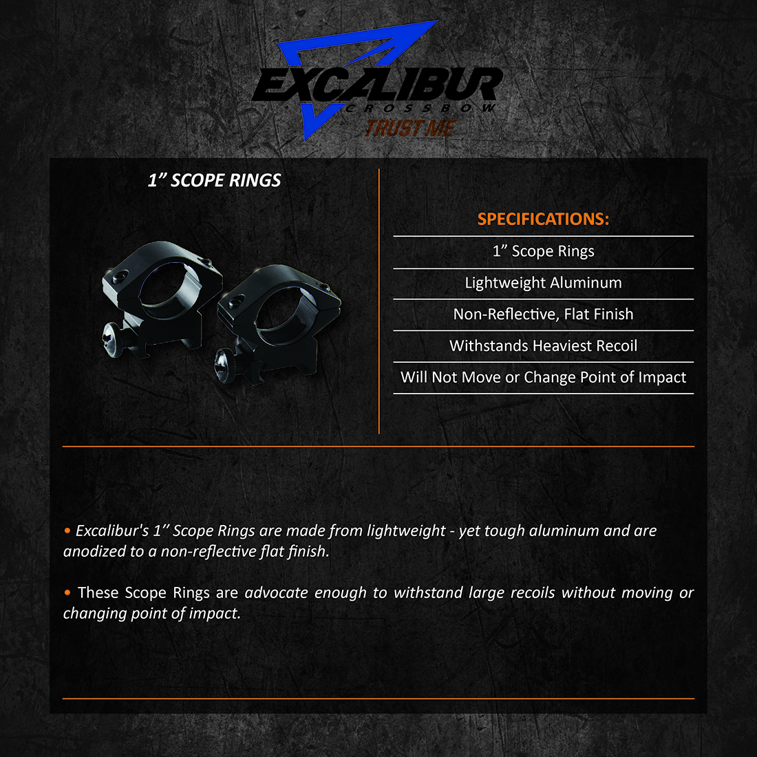 Excalibur_1inch_Scope_Rings_Product_Description