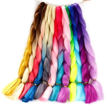 24' Wholesale 165g 82 Inch braid hair extension hot water jumbo box fiber Pre stretched braiding Synthetic Hair Braids