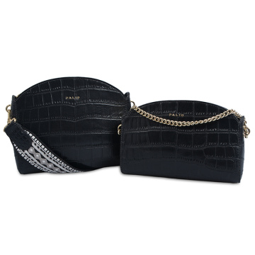 Trendy Crocodile Bag Wide Strap Crossbody Shell Bag