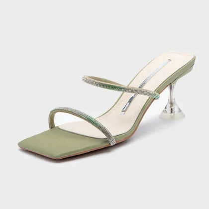 2021 crystal high heel design fashion strap sandals