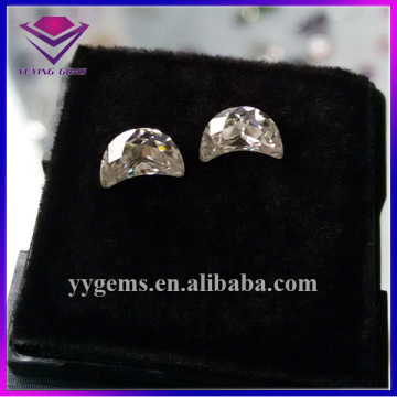 Unique Half Moon Shape Synthetic White Moissanite Diamond Stone