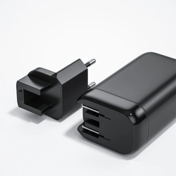 Cargador USB C, 33 W, 2 puertos USB de pared GaN Bloque de carga rápida,  fuente de alimentación de enchufe Usbc, enchufe portátil USB C, enchufe de