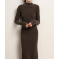 Women's Turtleneck Ribbed Knit Sweater Dress