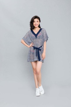 V-neck Jacquard Beachwear Coverup Dress