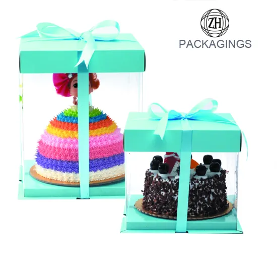 Sky Blue PVC Transparent Cake Packaging Box
