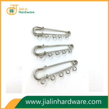 Five circles decorated fashion brooch pin nickel iron safety pins 50mm*1.5mm size