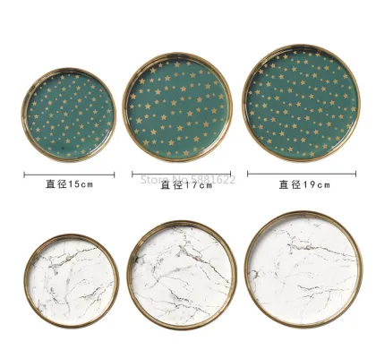 Light Luxury Marbled Ceramic Trays Jewelry Storage Tray Cosmetic Key Ceramic Plate Dessert Trays Serving Tray for Home Storage
