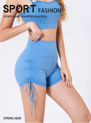 side drawstring Athletic Booty Shorts