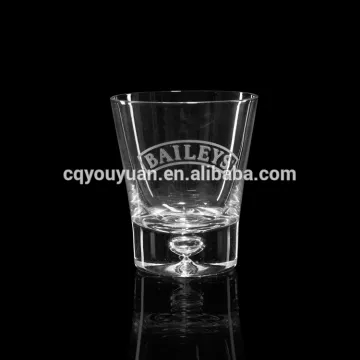 250ml size blown crystal whiskey glass with bubble base