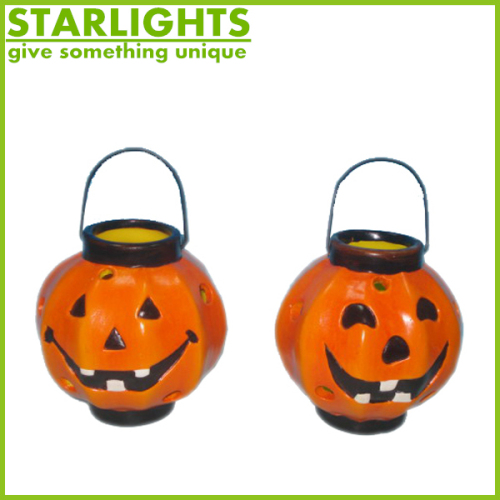 Decorative pumpkin ceramic candle lantern for halloween