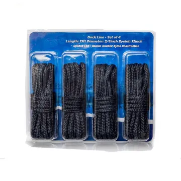 Marine Grade Black Double Braided Nylon Dock Line - Customized Sizes 3/8 Inch