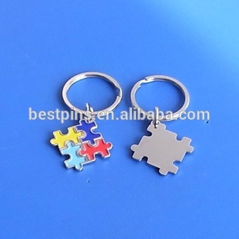 autism awareness puzzle charm metal key chain
