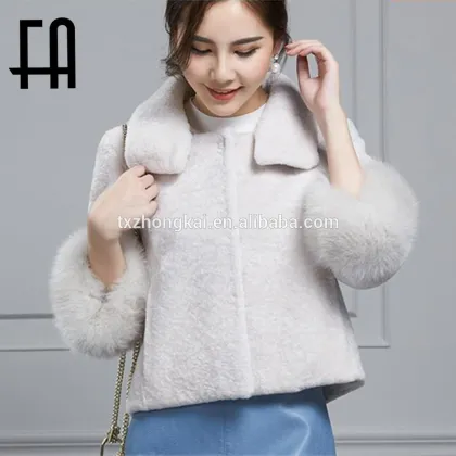 Factory direct wholesale lady"s fashion sheep wool fur jacket