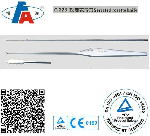Serrated rosette knife, orthopedic instruments