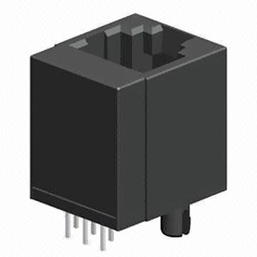Unshielded RJ11 Telephone Connector, Through-hole Type, Top Entry, Flanged