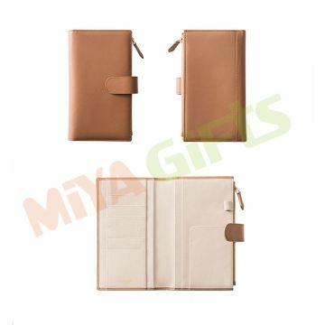 Custom PU Faux Leather Hobonichi Weeks Lichi Diary Cover - Caramel Beige with Zipper