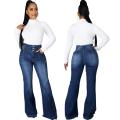 Frauen Glockenboden Jeans elastisch