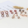 Telinga Stud Sparkle Halo Stud anting -anting