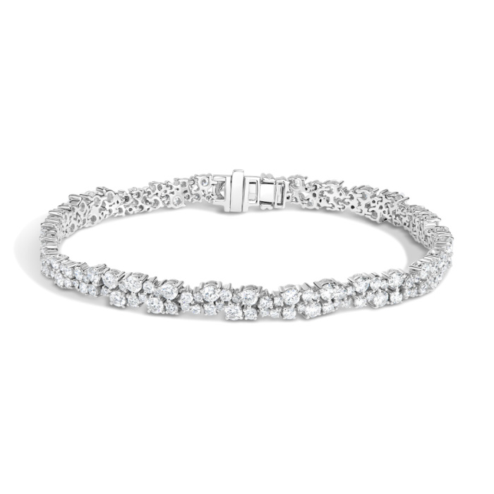 สร้อยข้อมือเทนนิสไวท์โกลด์ 18K สุดหรู ประดับเพชร Lab Grown