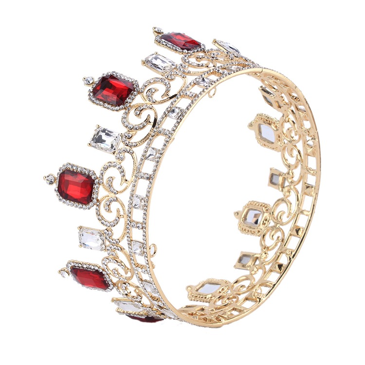 Large Red Rhinestones Bridal Tiara Queen Crown