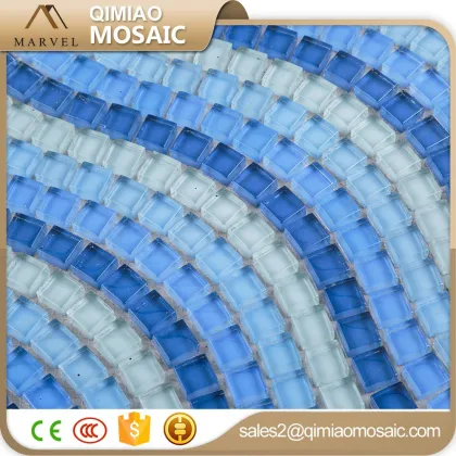 Ocean Blue Decorative Wall Mirror Wave Glass Mosaic