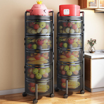 Wholesale Custom Tier Rack Storage Vegetable Baskets 360 Degree Metal Rotating Rack